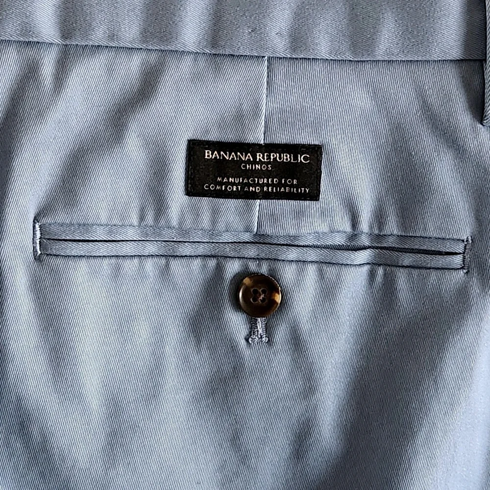 Banana Republic Aiden Chino Men 36x33 Stretch Slim Fit Blue Cotton Twill Pants
